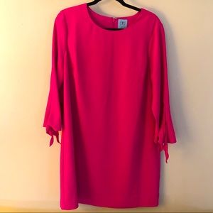 Bright pink shift long sleeve dress